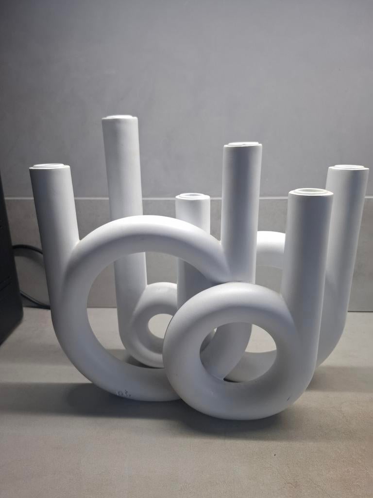 Witte kandelaar Rings van Present Time voor 6 kaarsen, Overige materialen, 25 tot 50 cm, Wit, Ophalen of Verzenden