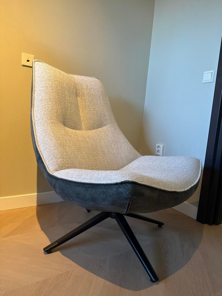 Draaifauteuil Monzone INHOUSE - Beige Groen, Ophalen, Zo goed als nieuw, Stof, 75 tot 100 cm