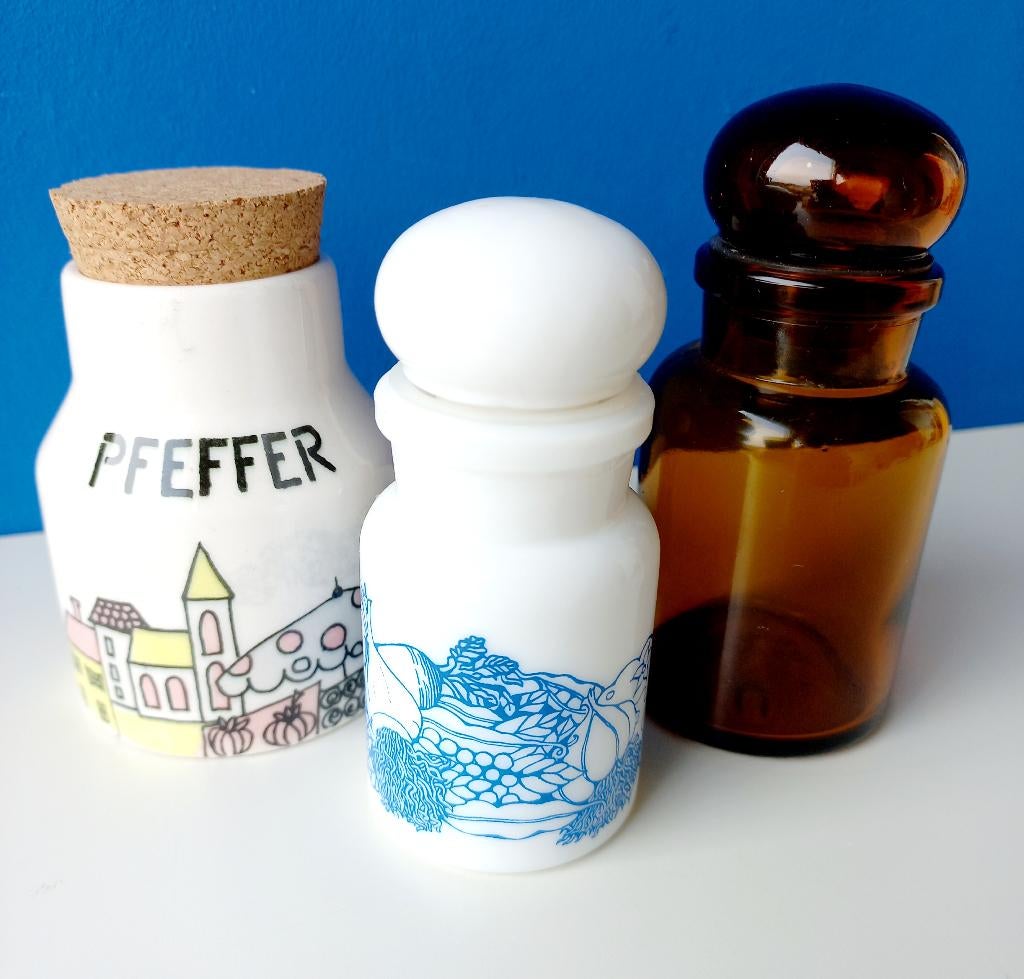 Vintage kruidenpotjes, Overige typen, Ophalen of Verzenden, Gebruikt