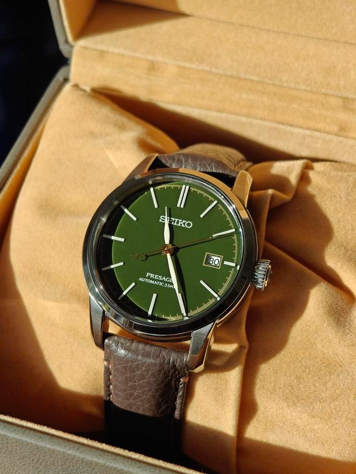 Seiko Presage groen Urushi SPB407JC met boekjes!, Sieraden, Tassen en Uiterlijk, Horloges | Heren, Zo goed als nieuw, Polshorloge