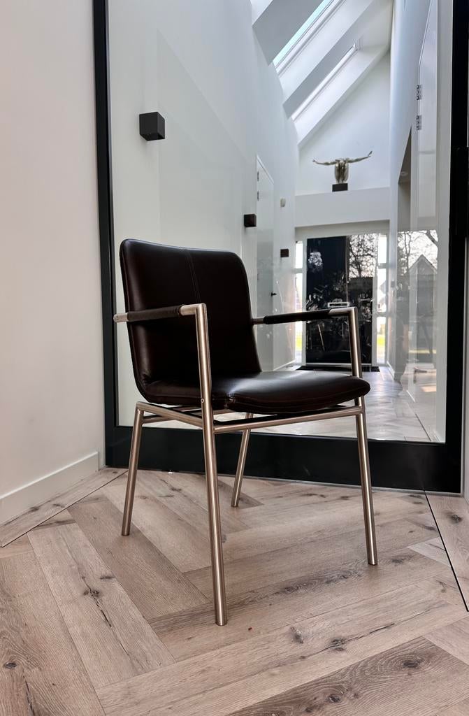 4/5 bruin leder Henders & Hazel Dafur design eetkamerstoelen, Huis en Inrichting, Stoelen, Ophalen, Dafur, Bruin, Niet opgegeven