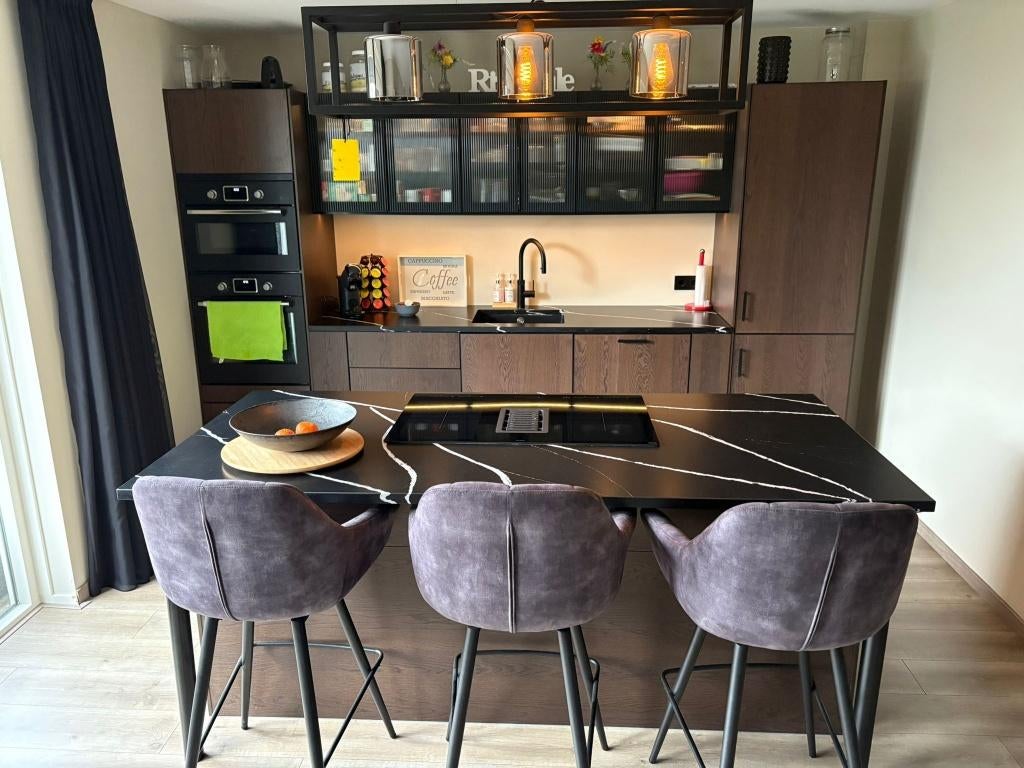 Moderne houtkleurige eilandkeuken compleet GEDEMONTEERD, Overige kleuren, Overige typen, Ophalen of Verzenden, Zo goed als nieuw