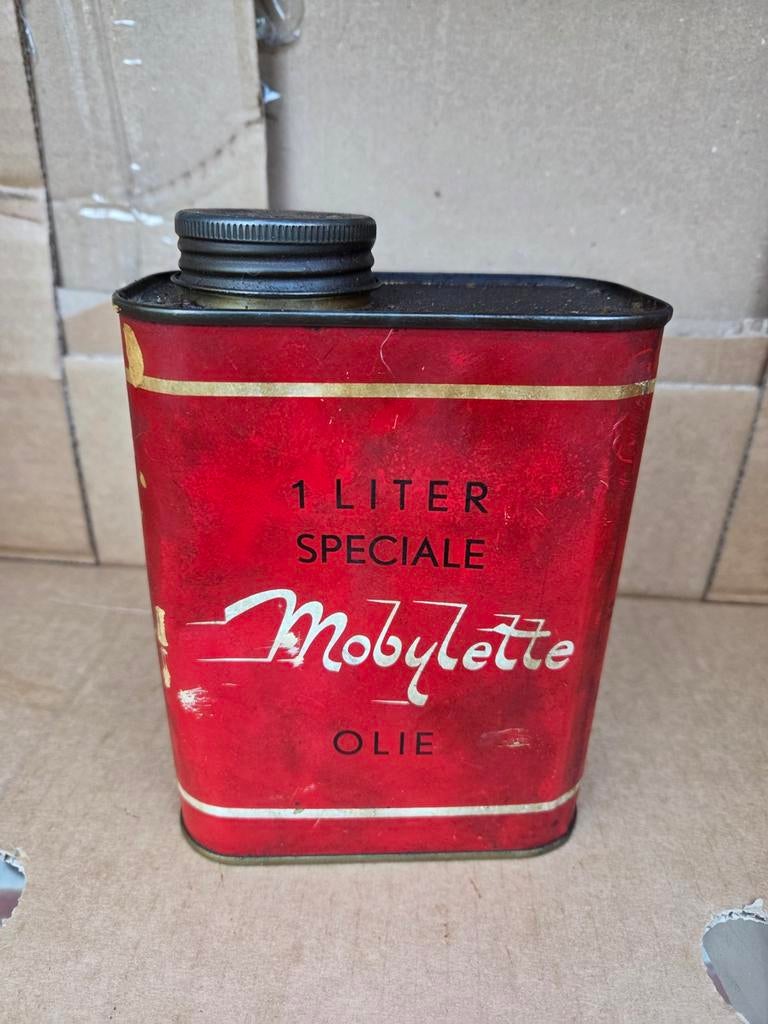 Mobylette olie blik, Verzamelen, Blikken, Ophalen of Verzenden, Gebruikt, Overige