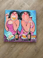 Schilderij 'De Dikke Dames' 70x70cm, Antiek en Kunst, Ophalen