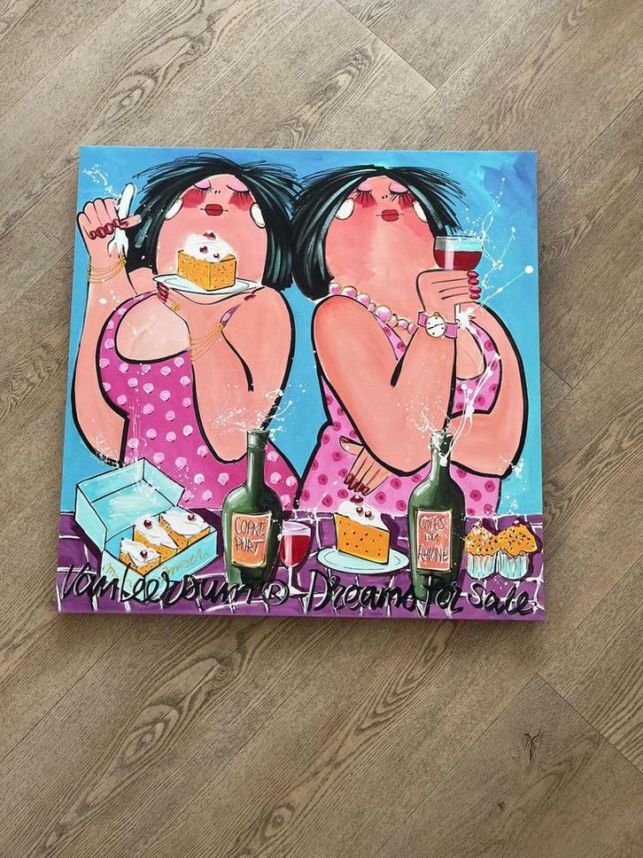 Schilderij 'De Dikke Dames' 70x70cm, Antiek en Kunst, Kunst | Schilderijen | Modern, Ophalen