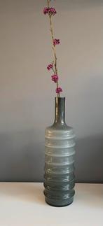 Grote hoge vaas grijs ribbel glas ophalen, Ophalen, Overige kleuren, Minder dan 50 cm, Glas