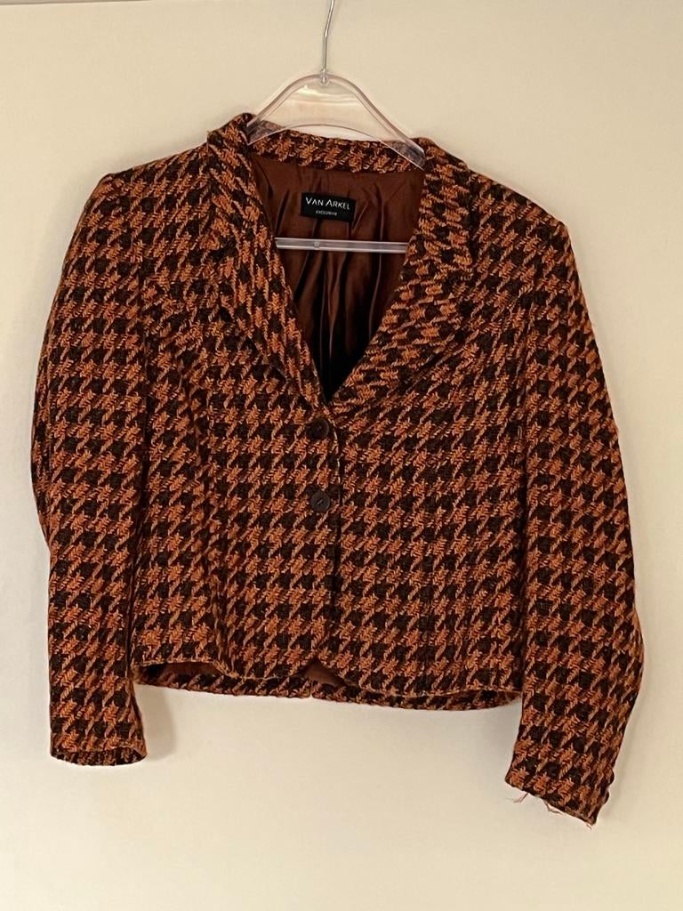 Van Arkel Exclusive jasje, Kleding | Dames, Jasjes, Kostuums en Pakken, Zo goed als nieuw, Jasje, Maat 42/44 (L), Bruin, Ophalen of Verzenden