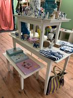 Witte tafel met twee bankjes, Huis en Inrichting, Ophalen, Gebruikt, 50 tot 100 cm, Minder dan 100 cm