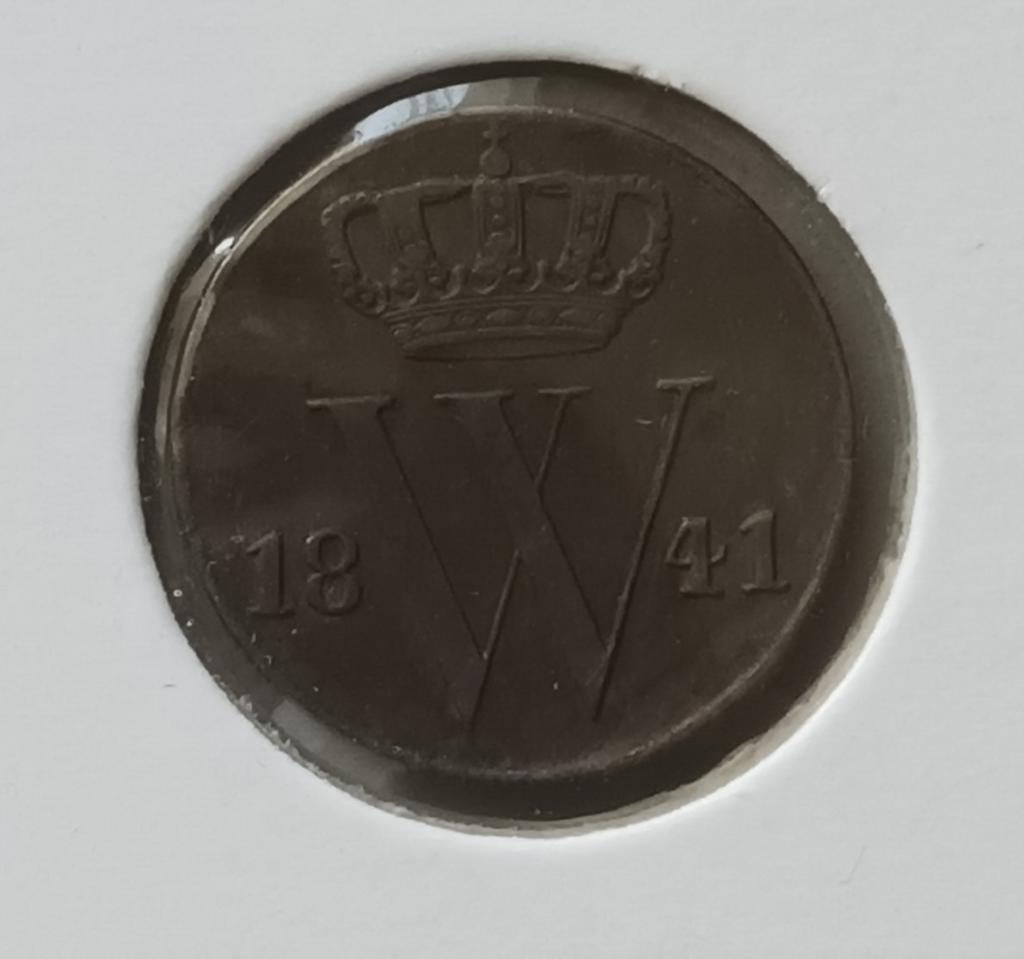 Halve cent Willem II 1841, Ophalen of Verzenden, Koning Willem II, Overige waardes, Losse munt