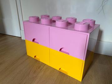 Lego opbergdoos roze en geel 
