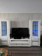 Moderne witte wandmeubel set, Huis en Inrichting, Ophalen of Verzenden, Zo goed als nieuw, 200 cm of meer, Glas