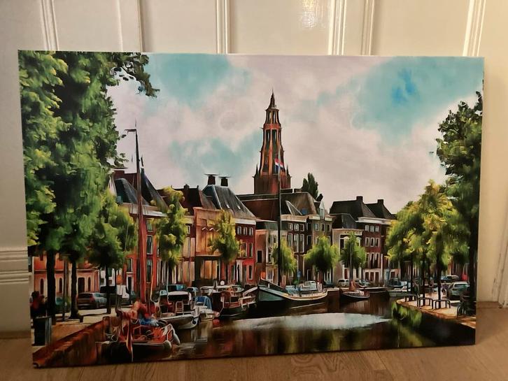 Hoge der A Groningen A met de A kerk, Antiek en Kunst, Kunst | Schilderijen | Klassiek, Ophalen