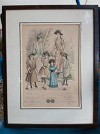Antieke gravure modeprent met kindermode uit de 19e eeuw, Antiek en Kunst, Ophalen of Verzenden