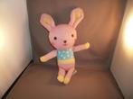 konijn blokker roze met geel bij oren en poten 35 cm gebreid, Kinderen en Baby's, Nieuw, Konijn, Ophalen of Verzenden