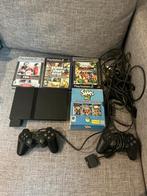 PS2 Console + Games (FIFA, GTA, Sims), Ophalen of Verzenden, Gebruikt, Met 2 controllers, Met games