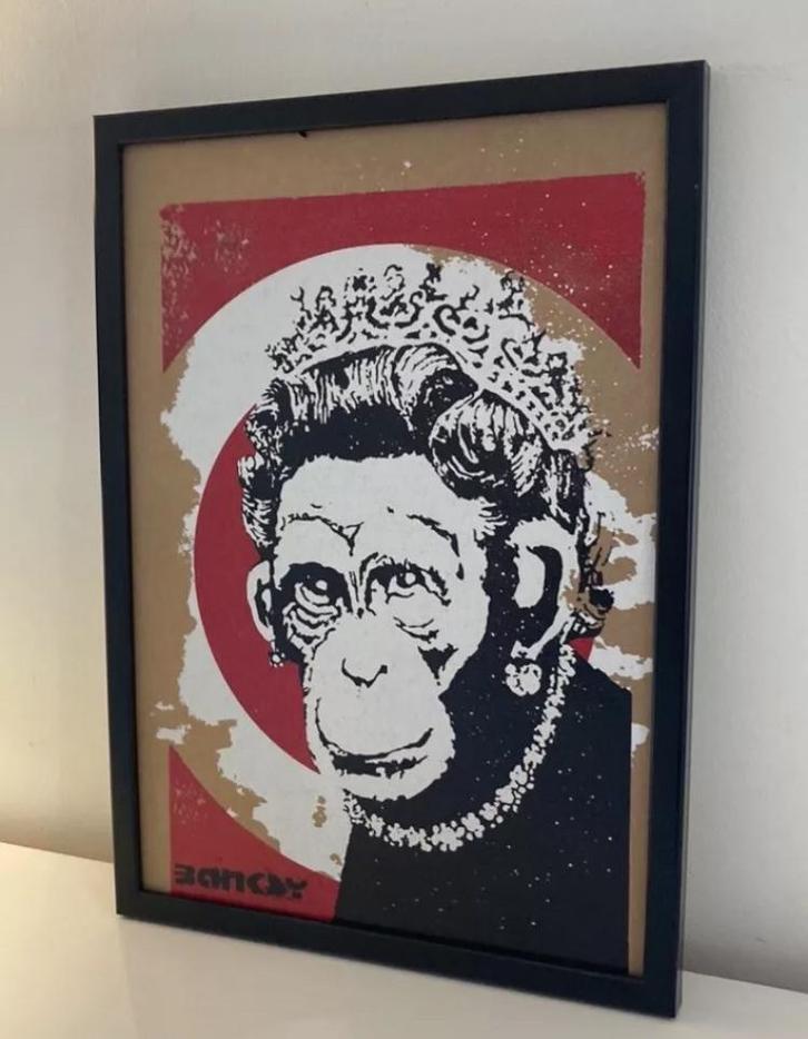 Banksy : werk beperkt tot 50 exemplaren. ingelijst verkocht, Antiek en Kunst, Kunst | Designobjecten, Verzenden