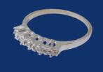 Prachtige 14 karaat Wit Gouden Alliance Rij-Ring met 5 diam, Verzenden, Wit, Nieuw, Met edelsteen