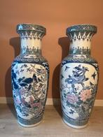 Grote zware Chinese vaas vloervaas vloervazen set van 2 stuk, Overige kleuren, Aardewerk of Porselein, Ophalen of Verzenden, Zo goed als nieuw
