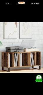 Hifi meubel met vinyl opslag, 100 tot 150 cm, Eikenhout, Nieuw, Ophalen of Verzenden