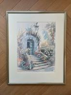 Aquarel Tekening Ingelijst - Gesigneerd '90 - Pittoresk Tafe, Ophalen