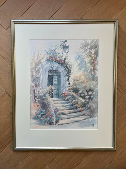 Aquarel Tekening Ingelijst - Gesigneerd '90 - Pittoresk Tafe, Antiek en Kunst, Kunst | Tekeningen en Foto's, Ophalen