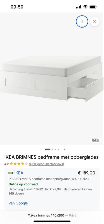 Ikea Brimnes bedframe met opberglades - afbeelding 1
