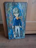 Vintage schilderijtje op hardboard retro 19,5-39 cm jaren 70, Ophalen of Verzenden, Minder dan 50 cm, Schilderij, Minder dan 50 cm
