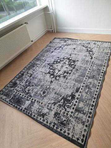 Vloerkleed vintage grijs/zwart - nieuw 