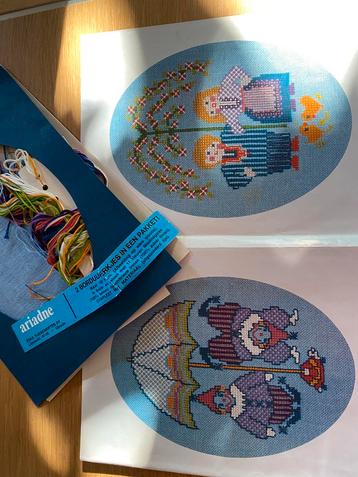 Borduurpakket met 2 te borduren schilderijtjes, van ariadne beschikbaar voor biedingen