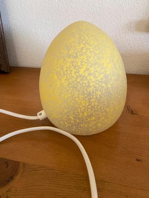 HB Egg lamp geel gestippeld jaren ‘80, Huis en Inrichting, Lampen | Tafellampen, Gebruikt, Minder dan 50 cm, Glas, Ophalen of Verzenden