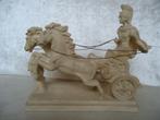 Vintage hars sculptuur: Romeinse strijdwagen 2 paarden’70, Ophalen of Verzenden