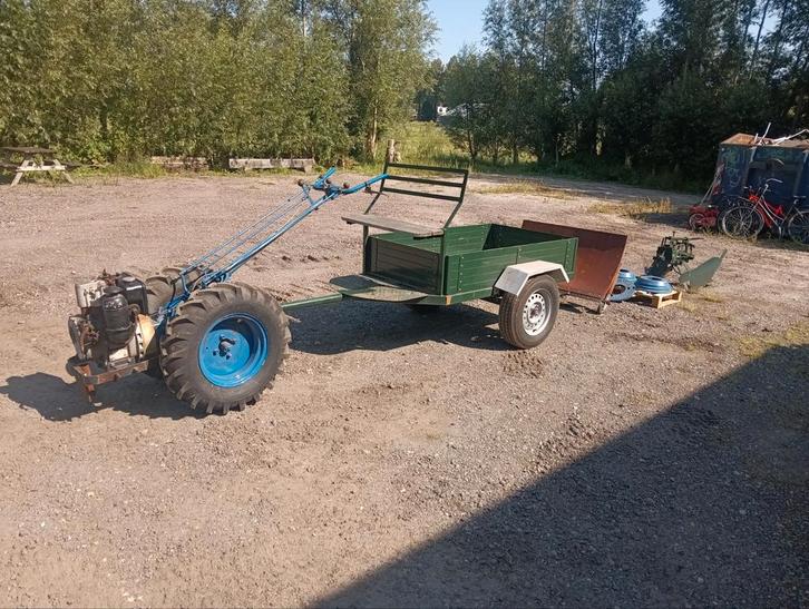 tuintrekker + aanhanger + sneeuwschuif + ploeg + wielgewicht, Tuin en Terras, Overige Tuin en Terras, Gebruikt, Ophalen