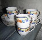 Kop en schotels met gekleurde bloemetjes - Epiag /set van 5, Ophalen, Gebruikt, Overige stijlen, Kop(pen) en/of Schotel(s)