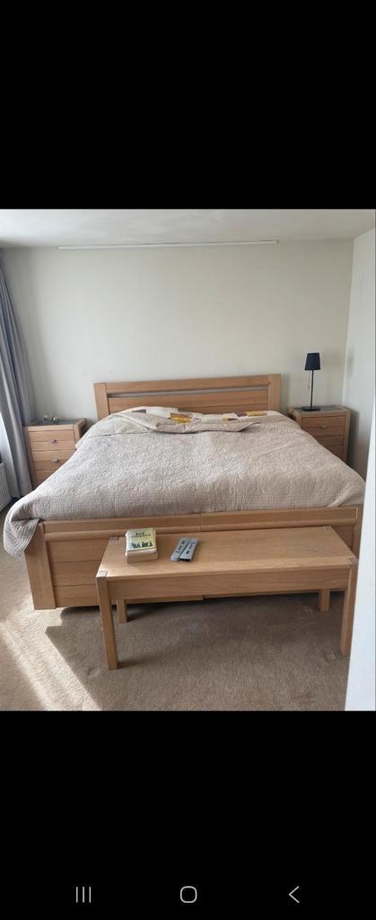 Pullman Tweepersoonsbed Hout met Bank, Huis en Inrichting, Slaapkamer | Bedden, Zo goed als nieuw, Tweepersoons, 160 cm, 200 cm