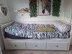 Hemnes bedbank - uitschuifbaar tot 2 persoonsbed, Ophalen, Wit, Tweepersoons, 80 cm