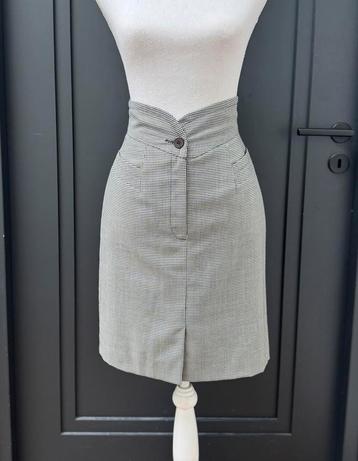 Vintage couture wol Pied-de-poule  kokerrok mt 38 - 40 beschikbaar voor biedingen