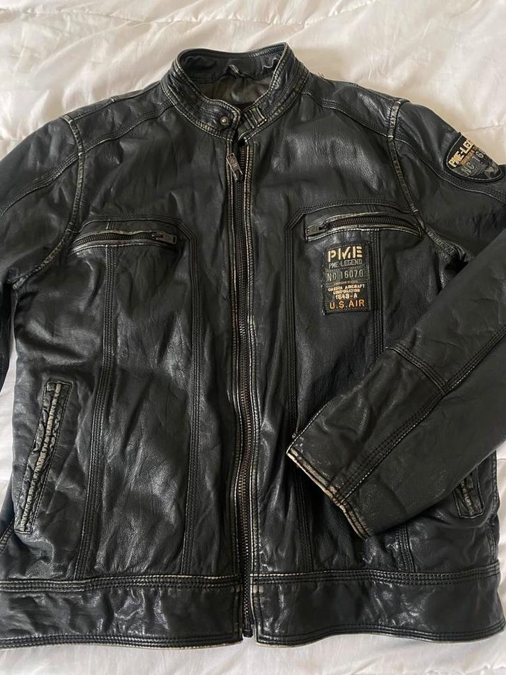 PME legend blauw grijs leren jas XL, Kleding | Heren, Jassen | Winter, Zo goed als nieuw, Maat 56/58 (XL), Blauw, Verzenden