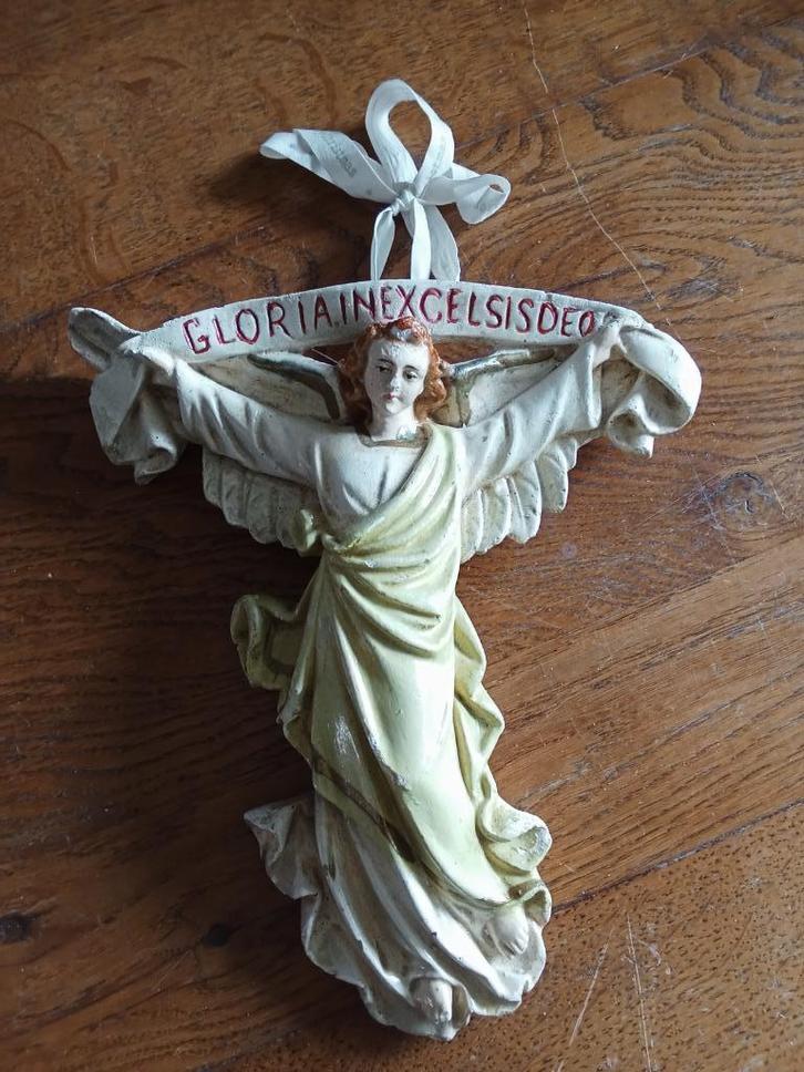 Prachtige gipsen oude kerststal engel groter formaat, Diversen, Kerst, Gebruikt, Ophalen of Verzenden