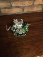 Antieke kandelaar met glazen druifjes, Antiek en Kunst, Ophalen of Verzenden, Glas