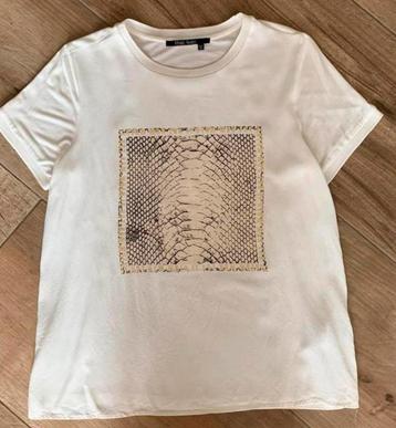 Marc Aurel t-shirt wit met slangenprint accent maat L / 40