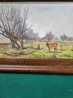Schilderij landschap met paard gesigneerd, Ophalen of Verzenden
