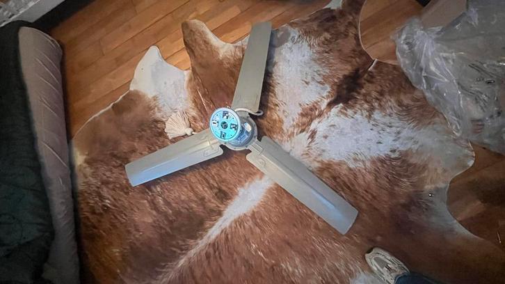 Vintage Plafondventilator, Huis en Inrichting, Lampen | Vloerlampen, Gebruikt, Minder dan 100 cm, Metaal, Ophalen