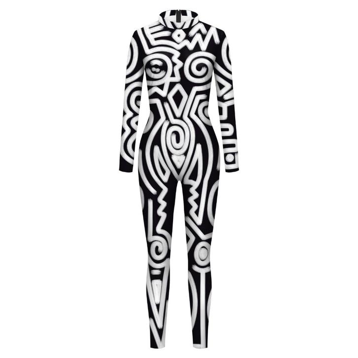 Dames catsuit 1 / bodysuit geometrisch zwart wit feest party, Kleding | Dames, Carnavalskleding en Feestkleding, Nieuw, Kleding