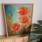 Olieverf Schilderij - Rode Klaprozen in Lijst, Ophalen of Verzenden