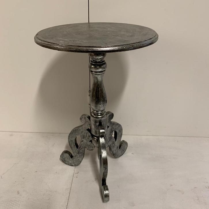 Brocante bijzettafel - massief hout – 40 cm – bij TTM Wonen, Huis en Inrichting, Tafels | Bijzettafels, Nieuw, Rond, 60 cm of meer