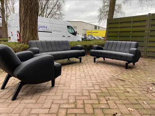 Leolux Wizard 2+2,5 + fauteuil senso zwart, Huis en Inrichting, Banken | Bankstellen, Zo goed als nieuw, Rechte bank, Vierpersoons of meer