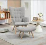 Grijze fauteuil met voetenbank Nieuw in doos, Huis en Inrichting, Ophalen of Verzenden, Nieuw, Minder dan 10 m², Laminaat