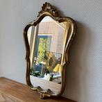 Klassieke Vintage Kuifspiegel, Wandspiegel, Gouden Lijst, Minder dan 50 cm, Gebruikt, Ophalen of Verzenden, Minder dan 100 cm