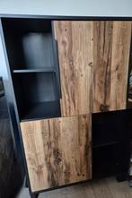 Kast modern donkerbruin, met houtafdruk, planken , 2 deuren,, Ophalen, Gebruikt, 25 tot 50 cm