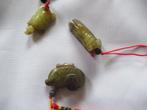 JADE Beeldjes VIS SCHILDPAD en KREKEL 5 cm lang zie beschr., Ophalen of Verzenden, Mineraal